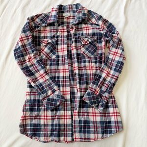 Matchstick Womens Button down Shirt Longsleeve  Plaid Cotton Western Cowgirl S
